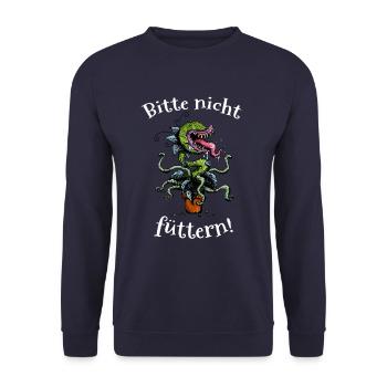 Fleischfressende Pflanze Venusfliegenfalle Cartoon - Unisex Pullover - Navy - Vorne - Alina (178cm) & Michal (187cm)