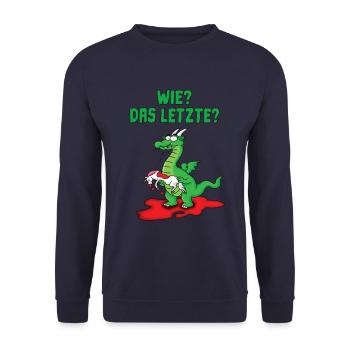 Wie? Das LETZTE? Einhorn Drachen - Unisex Sweatshirt - navy - Front - Alina (178cm) & Michal (187cm)