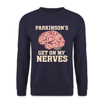 Parkinson's Diseased Humor Gift - Unisex Sweatshirt - navy - Front - Alina (178cm) & Michal (187cm)