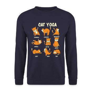 Cadeau de yoga pour chats drôles, remise en forme - Sweat-shirt Unisexe - marine - Devant - Alina (178cm) & Michal (187cm)