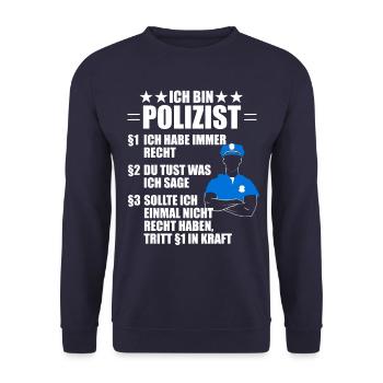 Lustiger Polizist Polizei Spruch Geschenk - Unisex Pullover - Navy - Vorne - Alina (178cm) & Michal (187cm)