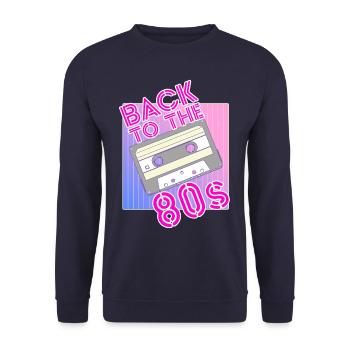 Back To The 80s 80er Jahre Motto Kleidung - Unisex Pullover - Navy - Vorne - Alina (178cm) & Michal (187cm)