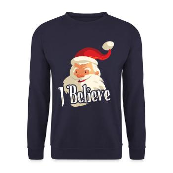I believe in Santa Claus - Unisex Pullover - Navy - Vorne - Alina (178cm) & Michal (187cm)
