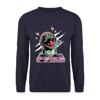 Dino Dj Disc Jockey Party Techno Elektro Musik - Unisex Pullover - Navy - Vorne - Alina (178cm) & Michal (187cm)