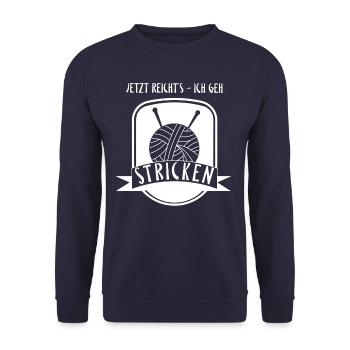 Ich geh Stricken - Lustiges Spruch Stricken Nähen - Unisex Pullover - Navy - Vorne - Alina (178cm) & Michal (187cm)