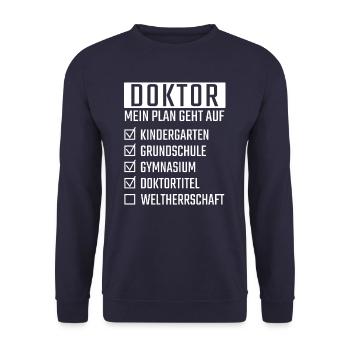 Doktor Doktorrand Promotion Geschenk Lustig - Unisex Pullover - Navy - Vorne - Alina (178cm) & Michal (187cm)