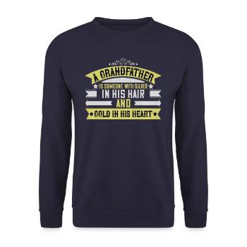 Grandfather - Unisex Sweatshirt - navy - Front - Alina (178cm) & Michal (187cm)