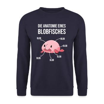 Anatomie eines Blobfisches Blobfisch Lustig - Unisex Pullover - Navy - Vorne - Alina (178cm) & Michal (187cm)