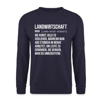 Landwirtschaft Landwirt Bauer Spruch - Unisex Pullover - Navy - Vorne - Alina (178cm) & Michal (187cm)