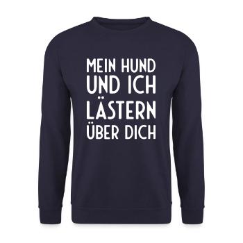 Hund Hundebesitzer Spruch Geschenk - Unisex Pullover - Navy - Vorne - Alina (178cm) & Michal (187cm)
