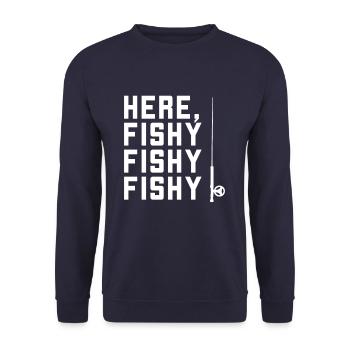 Fischen Angeln Angler Fischer - Unisex Pullover - Navy - Vorne - Alina (178cm) & Michal (187cm)