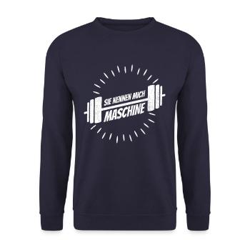 Sie Nennen mich Maschine, Lustiges Bodybuilder - Unisex Pullover - Navy - Vorne - Alina (178cm) & Michal (187cm)