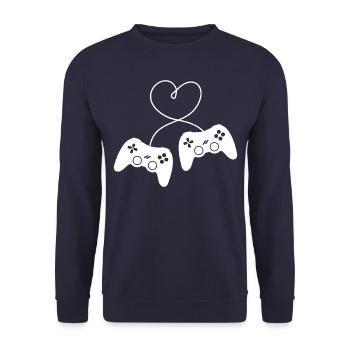 Saint valentin amour contrôleur coeur amour petite amie - Sweat-shirt Unisexe - marine - Devant - Alina (178cm) & Michal (187cm)