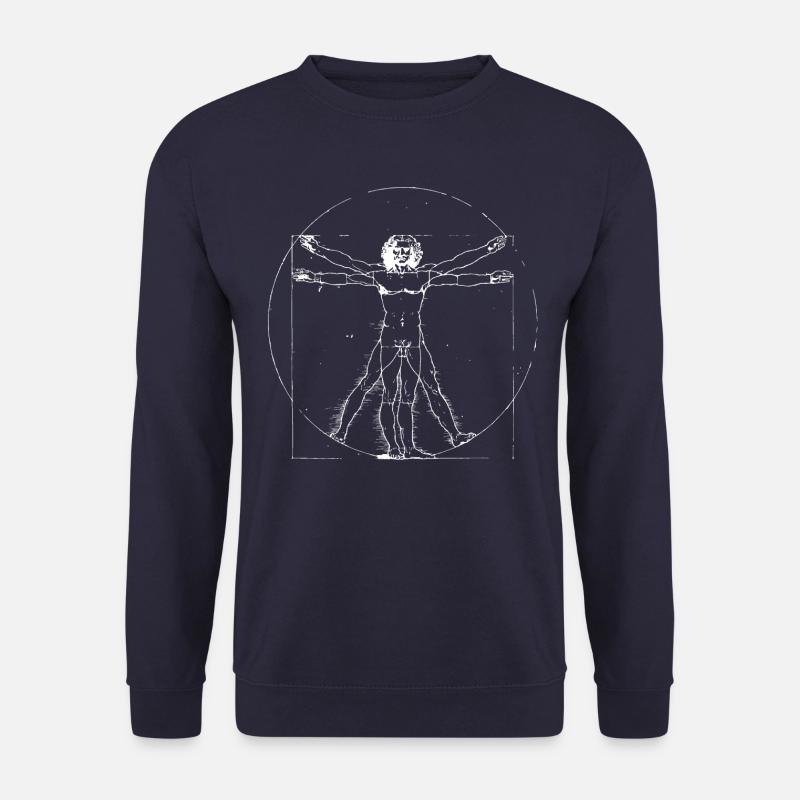 Vitruvienne Léonard De Vinci Line Art - Sweat-shirt Unisexe - marine
