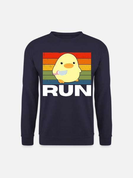 Renn Ente mit Messer Meme Lustiger Spruch Vintage - Unisex Pullover - Navy