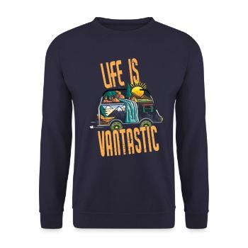 Life Is Vantastic Camper - Unisex Sweatshirt - navy - Front - Alina (178cm) & Michal (187cm)