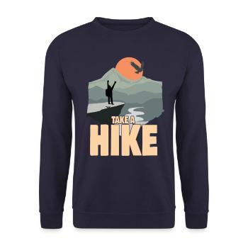 Take A Hike - Wanderer Saying - Unisex Sweatshirt - navy - Front - Alina (178cm) & Michal (187cm)