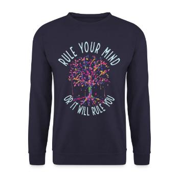 Tree of Life Spiritual Saying Yoga Workout - Unisex Sweatshirt - navy - Front - Alina (178cm) & Michal (187cm)
