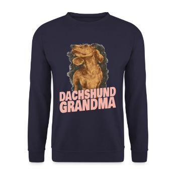 Dackel Oma Großmutter - Unisex Pullover - Navy - Vorne - Alina (178cm) & Michal (187cm)