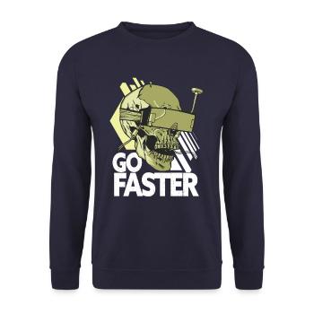 Go Faster - FPV Drone Drone Pilot - Unisex Sweatshirt - navy - Front - Alina (178cm) & Michal (187cm)