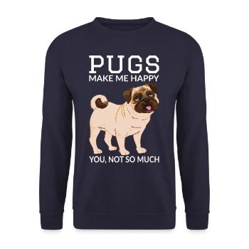 Pugs Make Me Happy You Not So Much Pug Dog Owner - Unisex Pullover - Navy - Vorne - Alina (178cm) & Michal (187cm)