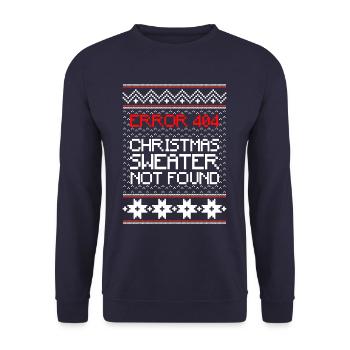 Error 404 Christmas Sweater Not Found Computer - Unisex Pullover - Navy - Vorne - Alina (178cm) & Michal (187cm)