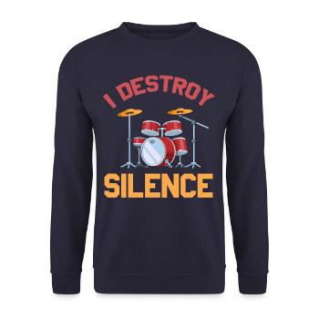 I Destroy Silence Drummer - Unisex Sweatshirt - navy - Front - Alina (178cm) & Michal (187cm)