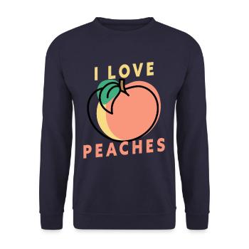 I Love Peaches Fruit Vegetarian Vegan - Sweat-shirt Unisexe - marine - Devant - Alina (178cm) & Michal (187cm)