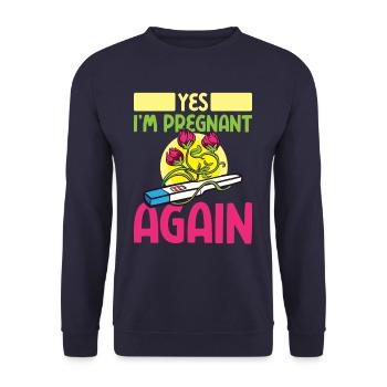 Yes I'm Pregnant Again Pregnancy Announcement - Unisex Pullover - Navy - Vorne - Alina (178cm) & Michal (187cm)