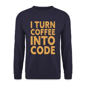 I Turn Coffee Into Code - Programmer Software - Unisex Pullover - Navy - Vorne - Alina (178cm) & Michal (187cm)