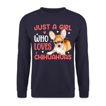 Just A Girl Who Loves Chihuahuas - Unisex Pullover - Navy - Vorne - Alina (178cm) & Michal (187cm)