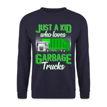 Just A Kid Who Loves Garbage Truck - Unisex Pullover - Navy - Vorne - Alina (178cm) & Michal (187cm)