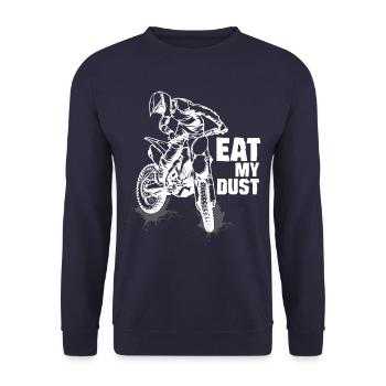 Eat My Dust Motocross Enduro Biker - Unisex Pullover - Navy - Vorne - Alina (178cm) & Michal (187cm)