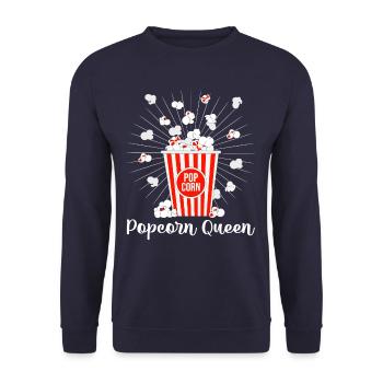 Popcorn Queen Cinema Lover Movie Night - Unisex Sweatshirt - navy - Front - Alina (178cm) & Michal (187cm)