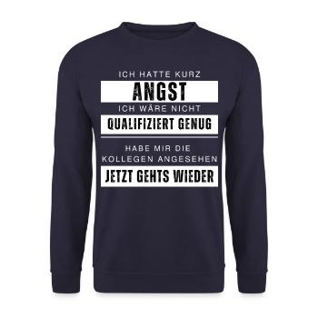 Unqualifizierte Kollegen Lustiger Spruch Arbeit - Unisex Pullover - Navy - Vorne - Alina (178cm) & Michal (187cm)