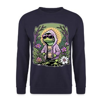 Rapper frog - Unisex Sweatshirt - navy - Front - Alina (178cm) & Michal (187cm)