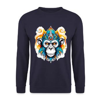 Monkey Stencil - Unisex Sweatshirt - navy - Front - Alina (178cm) & Michal (187cm)