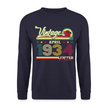 90e anniversaire mari avril Vintage 1934 Vintage - Sweat-shirt Unisexe - marine - Devant - Alina (178cm) & Michal (187cm)