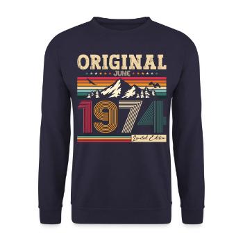 50e anniversaire Original juin 1974 Né en 1974 - Sweat-shirt Unisexe - marine - Devant - Alina (178cm) & Michal (187cm)