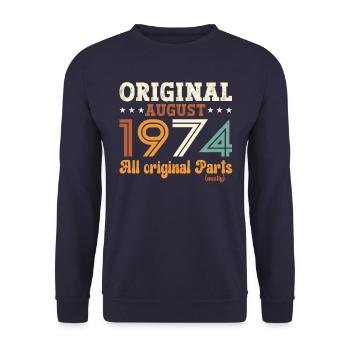 50e anniversaire Original août 1974 Né en 1974 - Sweat-shirt Unisexe - marine - Devant - Alina (178cm) & Michal (187cm)