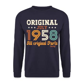 66th Birthday Original July 1958 Born 1958 - Unisex Sweatshirt - navy - Front - Alina (178cm) & Michal (187cm)