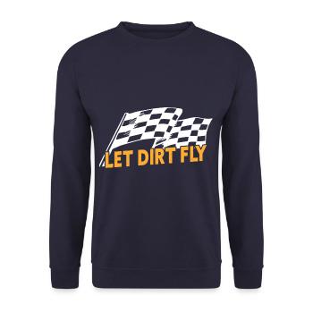 Let Dirt Fly Funny Dirt Track Racing - Unisex Sweatshirt - navy - Front - Alina (178cm) & Michal (187cm)