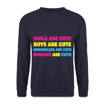 Girls Boys Genderless Humans Are Cute Pansexual - Unisex Sweatshirt - navy - Front - Alina (178cm) & Michal (187cm)