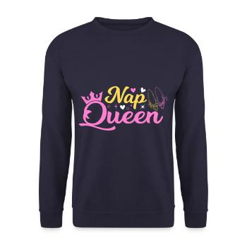 Nap Queen Funny Napping Sleeping - Unisex Sweatshirt - navy - Front - Alina (178cm) & Michal (187cm)