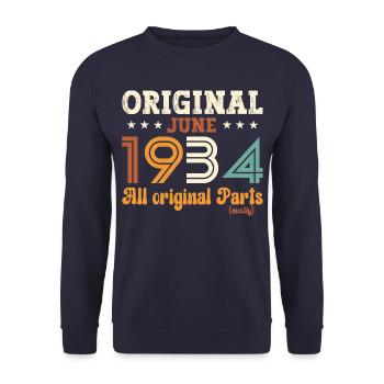 90th Birthday Original July 1934 Born 1934 - Unisex Sweatshirt - navy - Front - Alina (178cm) & Michal (187cm)