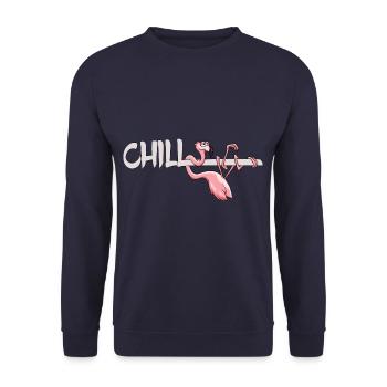 Flamingo Chill traîner relax cadeau cool - Sweat-shirt Unisexe - marine - Devant - Alina (178cm) & Michal (187cm)