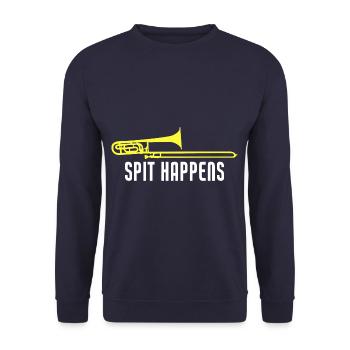 Funny Trombone Spit Happens Trombone Player - Unisex Pullover - Navy - Vorne - Alina (178cm) & Michal (187cm)
