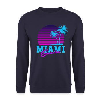 MIAMI SUNRISE tee shirts - Sweat-shirt Unisexe - marine - Devant - Alina (178cm) & Michal (187cm)