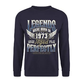 Né en 1973 Legends Cadeau d’anniversaire - Sweat-shirt Unisexe - marine - Devant - Alina (178cm) & Michal (187cm)