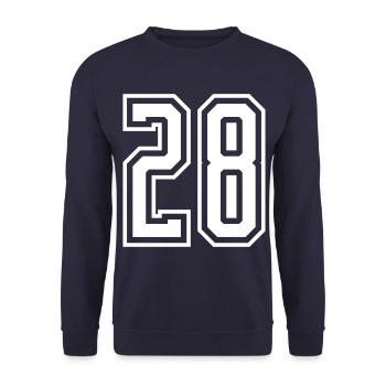 28 Zahl nummer - Unisex Pullover - Navy - Vorne - Alina (178cm) & Michal (187cm)